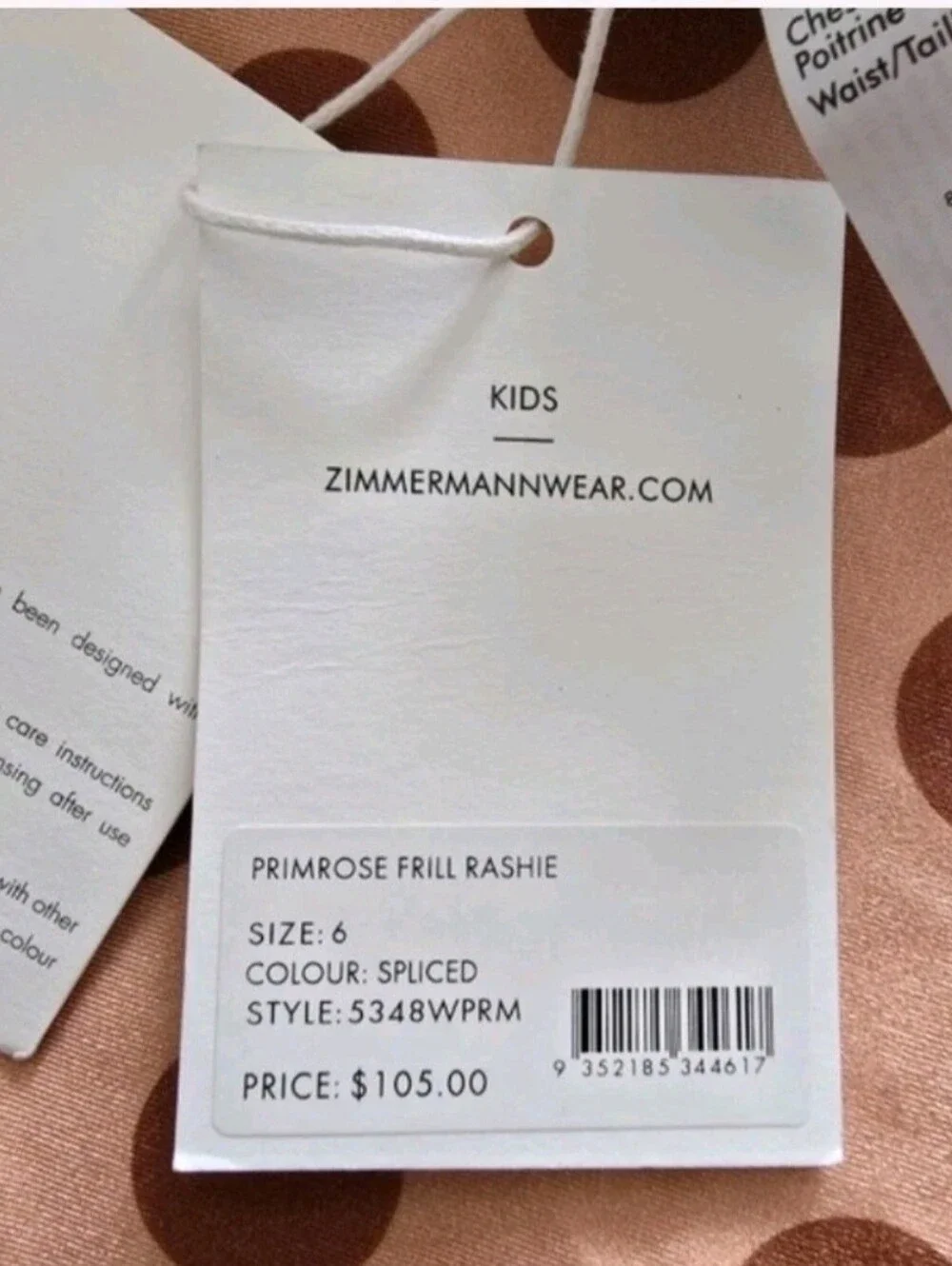 Zimmermann Girls Polka Dot Ruffle Hem Swim Top Primrose Frill Rashie Rashguard